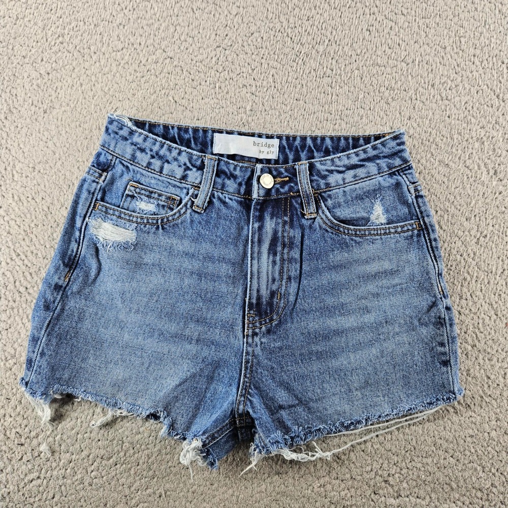 Bridge by Gly Jean‎ Shorts Wonmens 24 Blue Mom Fit Distressed Denim Boho Beach